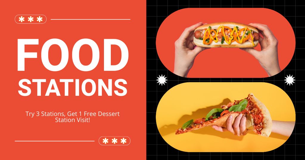 Designvorlage Catering Services Ad with Delicious Food für Facebook AD