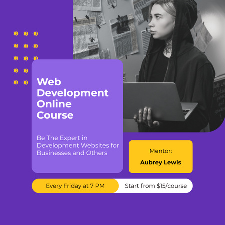 Online Course for Web Developers LinkedIn post Design Template