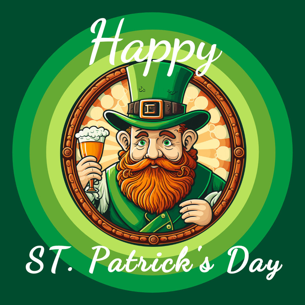 Celebration of Patrick's Day with Bearded Man Instagram Design Template