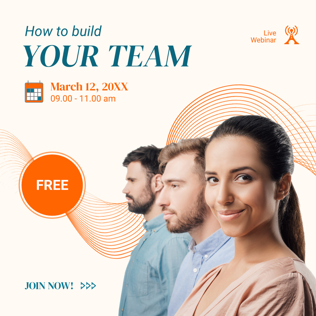Team Building Free Live Webinar Announcement Instagram Tasarım Şablonu