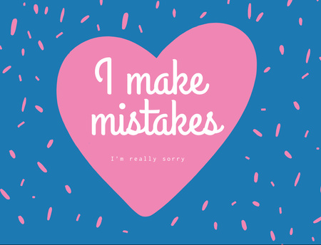 Cute Apology Phrase With Pink Heart Postcard 4.2x5.5in Πρότυπο σχεδίασης