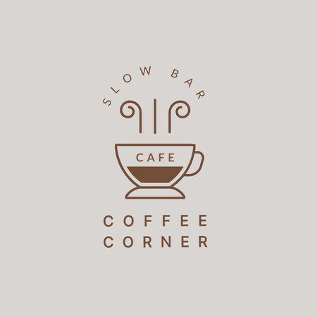バーでの香り豊かなホットコーヒーの提供 Logoデザインテンプレート