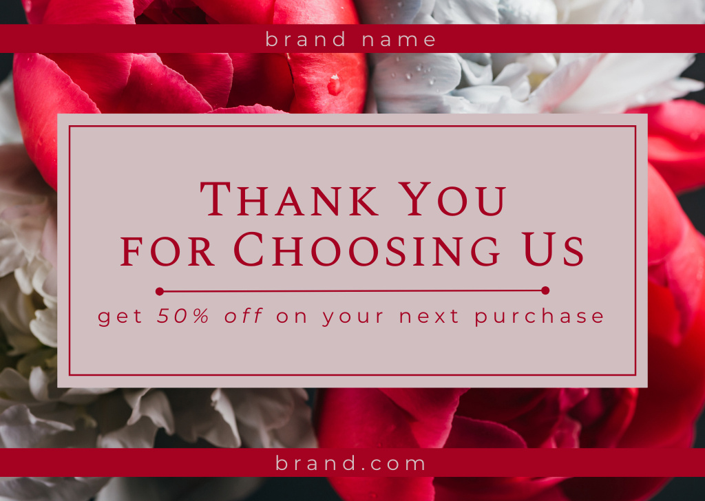 Platilla de diseño Discount Offer Layout with Photo of Flowers Card