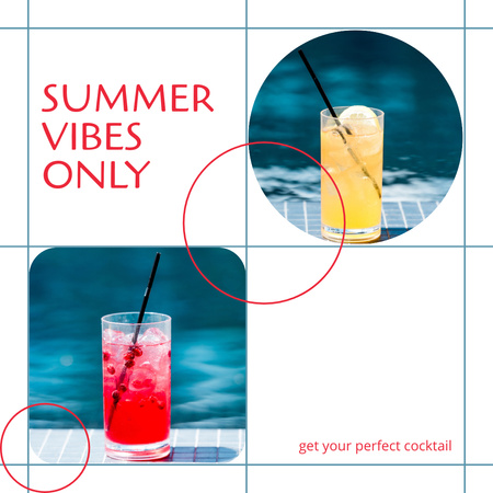 Summer Vibes with Cocktails near Water Pool Instagram Design Template