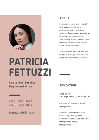 Platilla de diseño Customer Service Representative skills and experience Resume