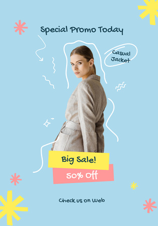 Casual Jacket for Women At Half Price Poster 28x40in Design Template
