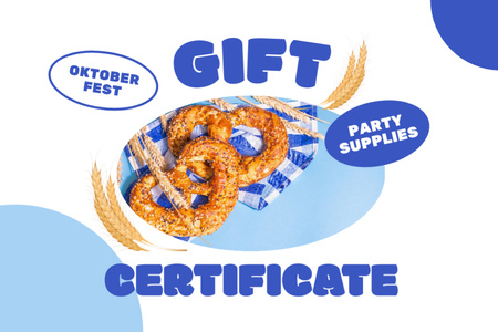 Yummy Pretzel As Gift For Oktoberfest Gift Certificate Design Template