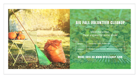 Template di design Volunteer Cleanup with Pumpkins in Autumn Garden FB event cover