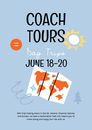 Coach Tours ajánlat Newsletter tervezősablon