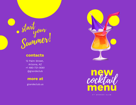 New Cocktail Menu Ad with Glass and Donut Brochure 8.5x11in Bi-fold Design Template