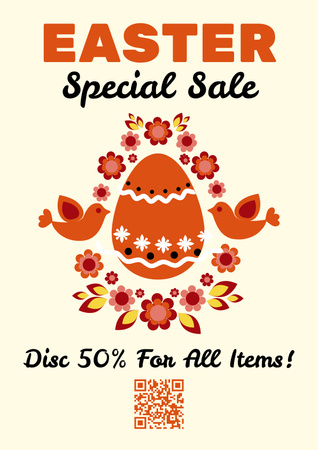 Special Easter Sale Promotion with Traditional Painted Eggs Poster Design Template
