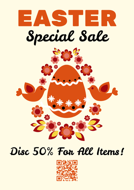 Designvorlage Special Easter Sale Promotion with Traditional Painted Eggs für Poster