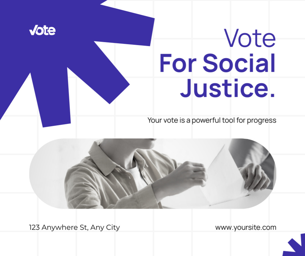 Plantilla de diseño de Vote for Social Justice Facebook 