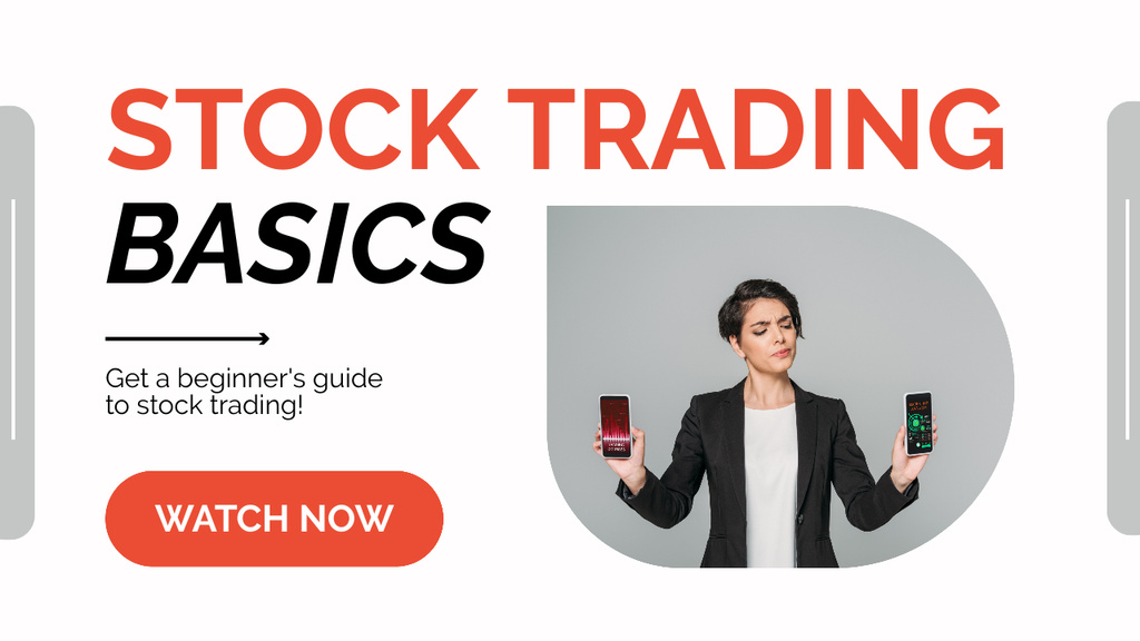 Designvorlage Simple Guide for Beginner Traders on Stock Market für Youtube Thumbnail