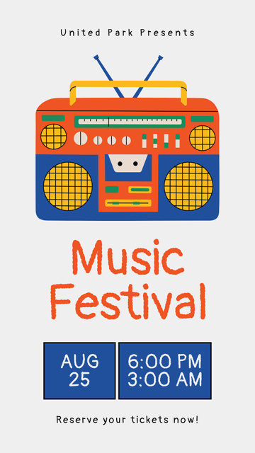 Awesome Music Festival Announcement In August Instagram Story Modelo de Design