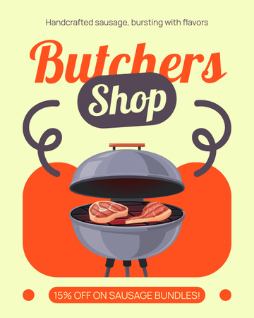Visit Our Butcher Shop Instagram Post Vertical Design Template