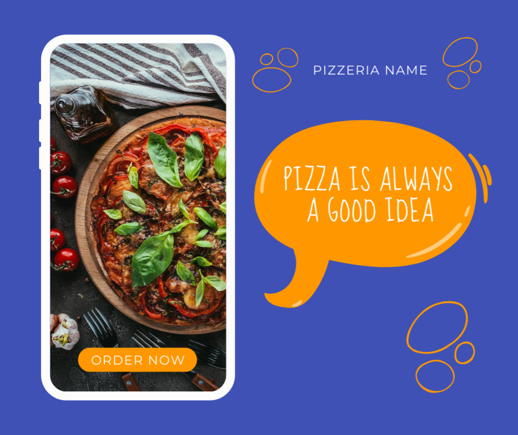 Platilla de diseño Online Pizza Order Offer By Mobile Application Facebook