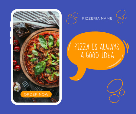 Online Pizza App Offer Facebook Design Template