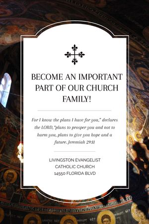 Приглашение в церковь с видом на старый собор Tumblr – шаблон для дизайна