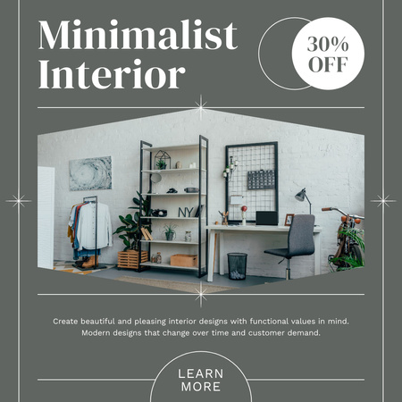 Minimalist Interior Design Discount Offer Grey Instagram AD Design Template