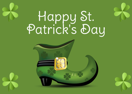 Hyvää St. Patrick's Day -tervehdys Green Shoe -kengällä Postcard 5x7in Design Template