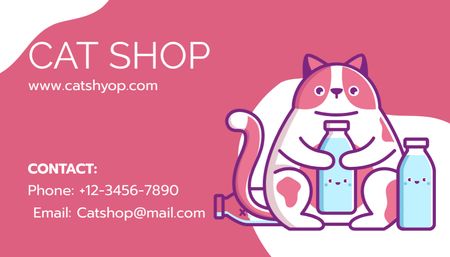 Plantilla de diseño de anuncio de tienda de mascotas con lindo gato Business Card US 
