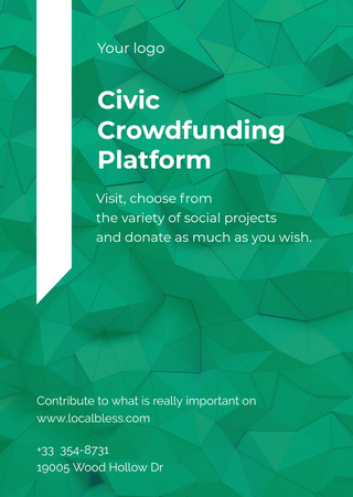 Crowdfunding Platform Ad on on Green Pattern Flyer A6 tervezősablon
