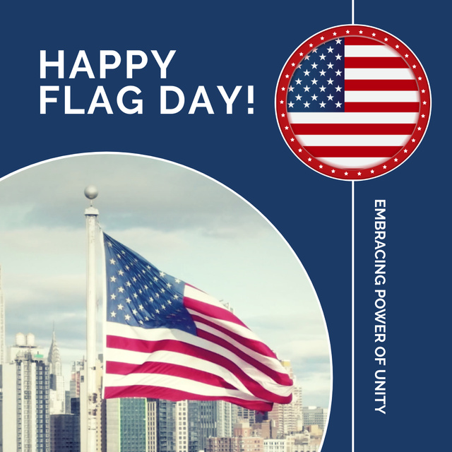 Happy America Flag Day with City View with Skyscrapers Animated Post Tasarım Şablonu