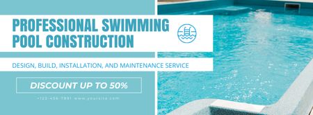Oferecendo serviços profissionais de instalação de piscinas Facebook cover Modelo de Design