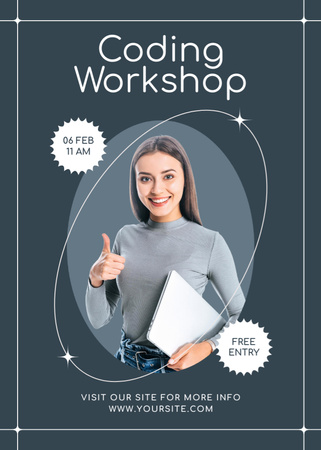 Coding Workshop Ad with Student Invitation Modelo de Design