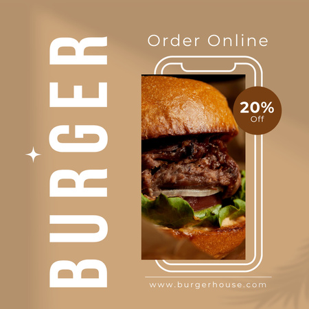 Ontwerpsjabloon van Instagram van Online Order of Burgers Offer