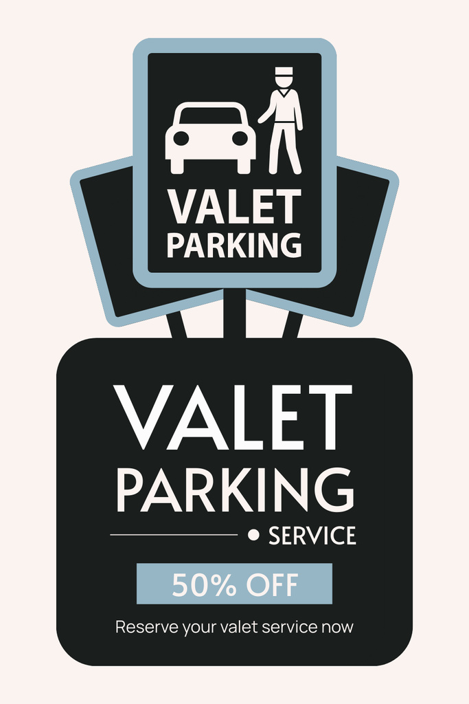 Valet Parking Services with Discount and Sign Pinterest Design Template