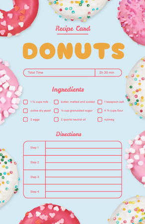 Yummy Donuts Cooking Steps Recipe Card Design Template