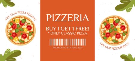 Promotional Offer for Classic Pizza Coupon 3.75x8.25in Design Template