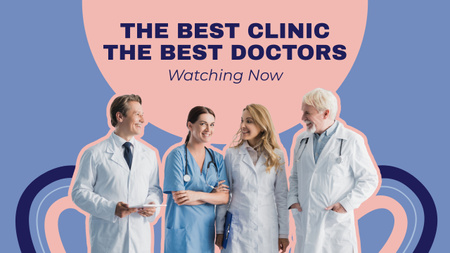 Ontwerpsjabloon van Youtube van Advertentie van Best Clinic met team van artsen