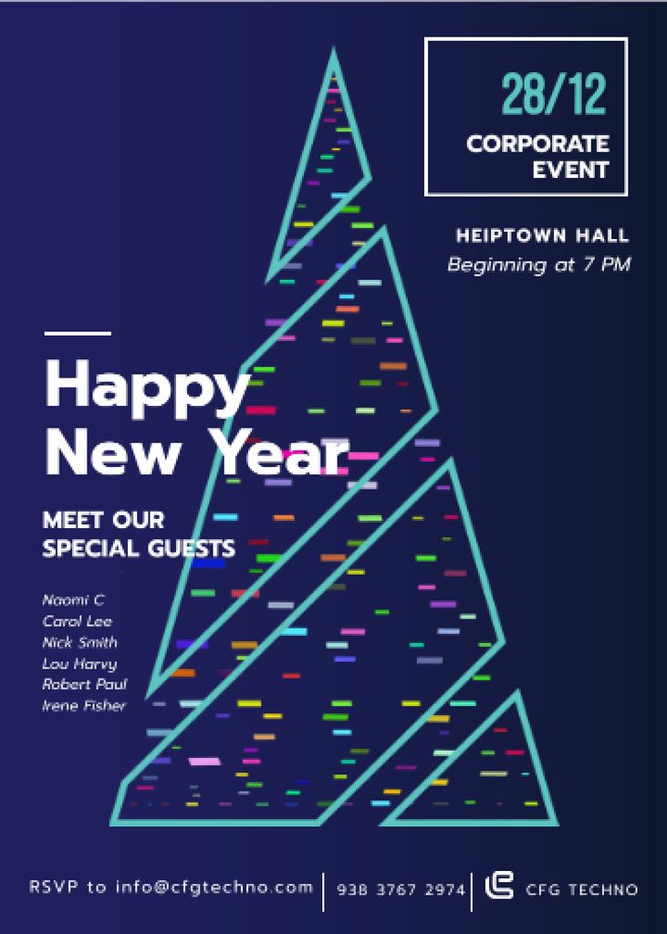Ontwerpsjabloon van Invitation van Stylized Christmas tree for corporate New Year