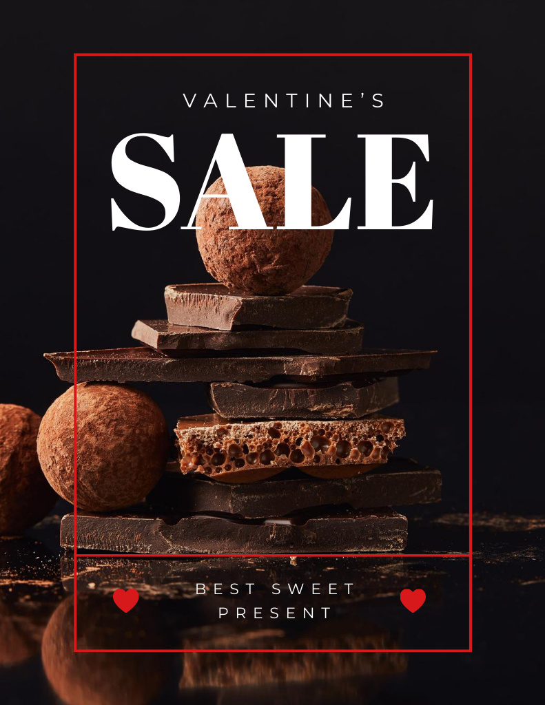 Valentine's Day Offer of Sweet Chocolates Flyer 8.5x11in Design Template