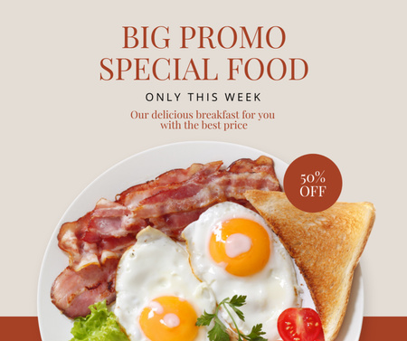 Modèle de visuel Special Food Offer with Delicious Breakfast - Facebook