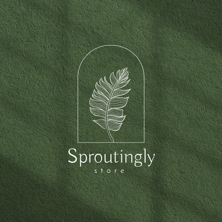 Modèle de visuel Offre de magasin de plantes avec illustration de feuilles en vert - Logo