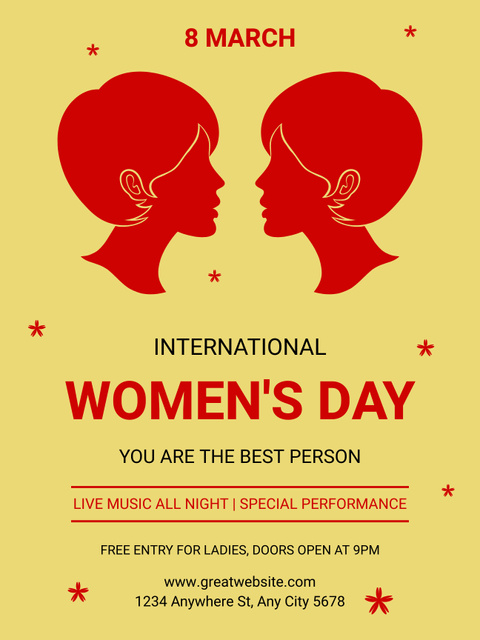 Event Announcement on International Women's Day Poster US Modelo de Design