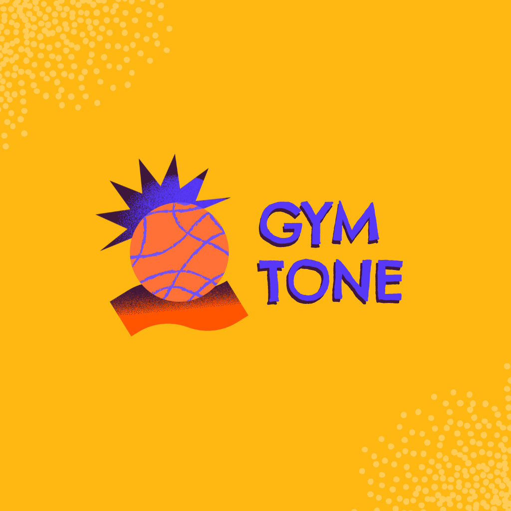 Gym Services Ad with Pineapple Illustration Logo Design Template