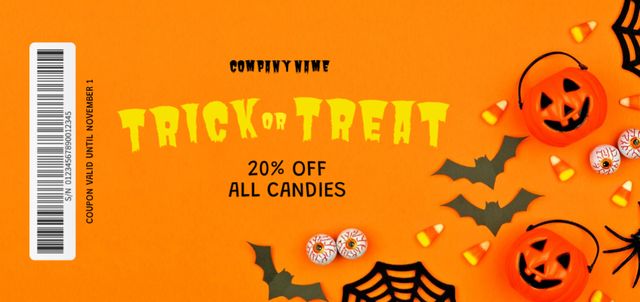 Yummy Candies On Halloween Sale Offer Coupon Din Large Design Template