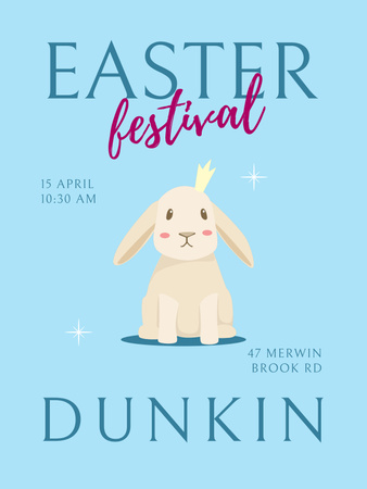 Easter Holiday with Cute Bunny Poster 36x48in Design Template