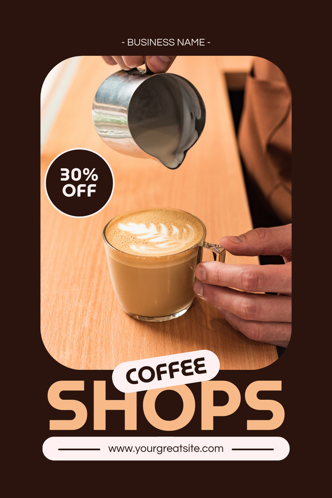 Plantilla de diseño de Rich Coffee With Cream Art At Reduced Price Offer Pinterest 