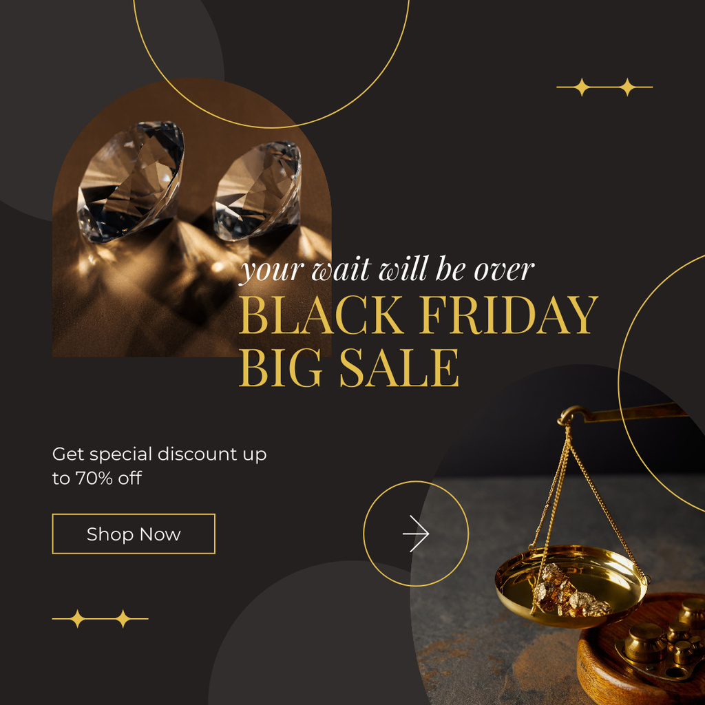Black Friday Big Sale of Jewelry Instagram AD Design Template