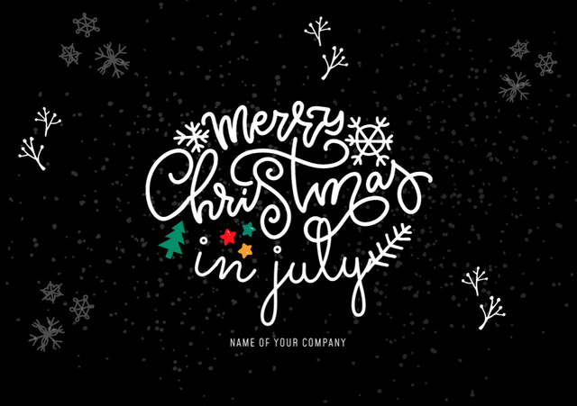 Summer Christmas Cheers With Curved Greeting Phrase Flyer A5 Horizontal Design Template