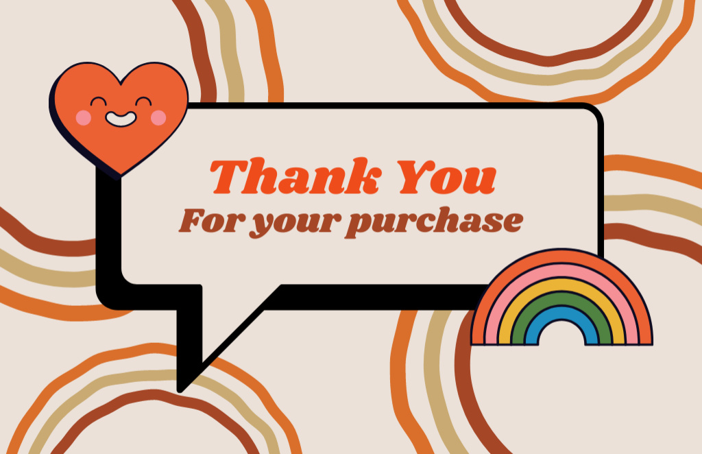 Plantilla de diseño de Thank You for Purchase Text on Orange Business Card 85x55mm 