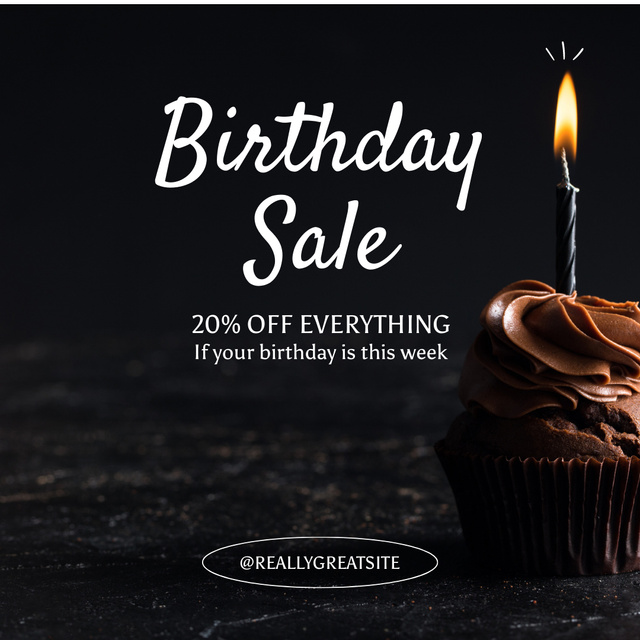 Birthday Sale Ad with Cupcake Instagram Šablona návrhu