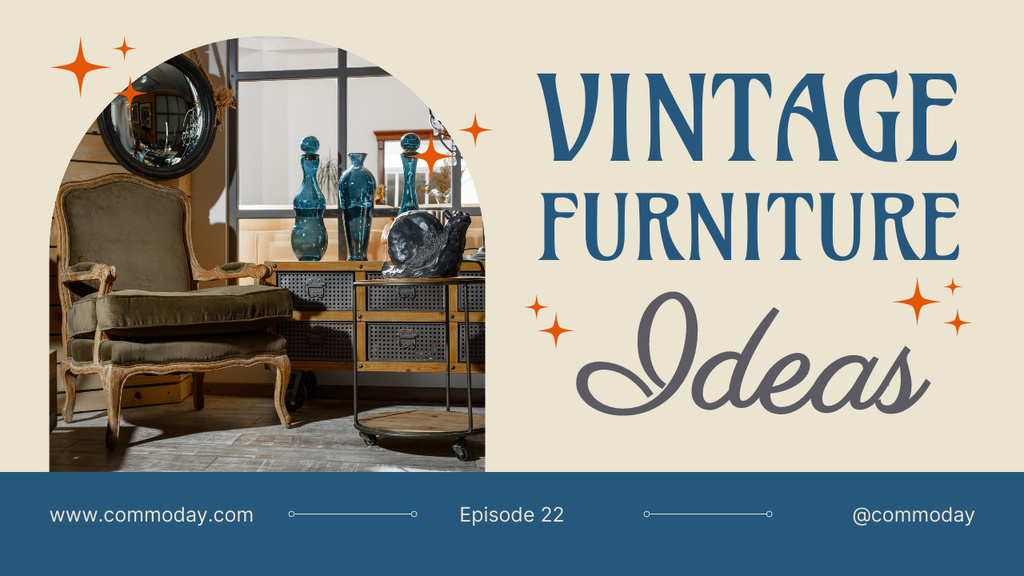 Designvorlage Interior Ideas with Vintage Furniture für Youtube Thumbnail