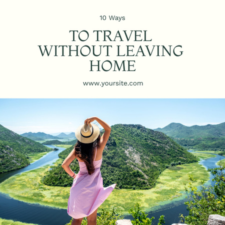 Travel Blog Promotion with Young Woman Instagram Design Template